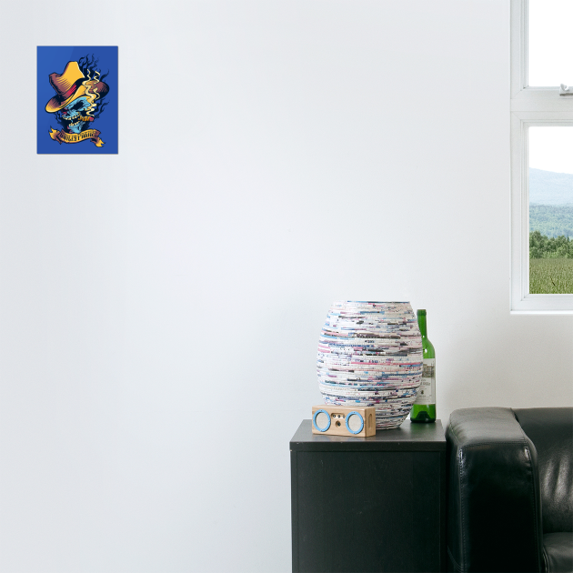 Skull cowboy with cigars Vintage Art by Urbanprint